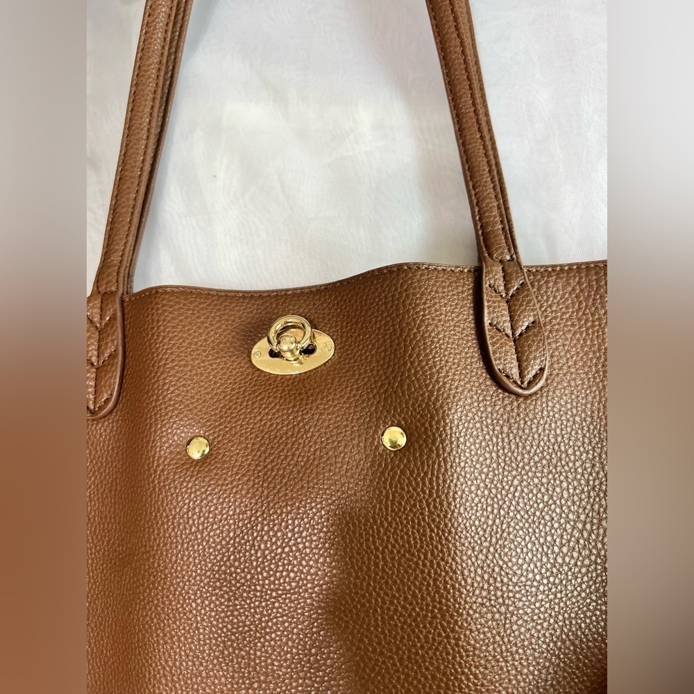 BCBG Paris Pebbled Faux Leather Tote - Brown - Picture 4 of 9